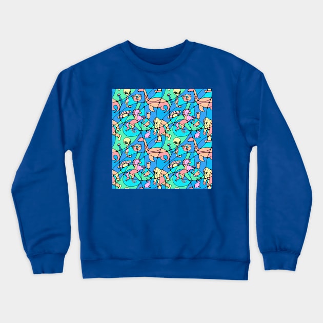 Mythical Creatures Bright Stained Glass Crewneck Sweatshirt by Slightly Unhinged